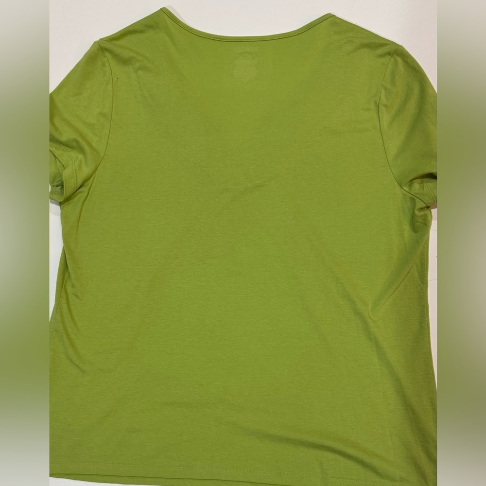 Green Ruched Neck Tee Shirt Lightweight Casual Short Sleeve XL - Picture 3 of 6